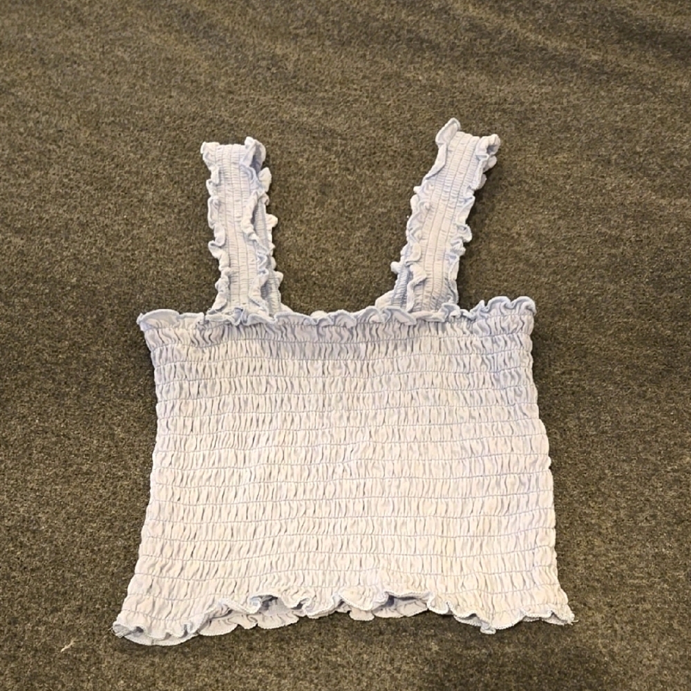 Light Blue Smocked Women's Top